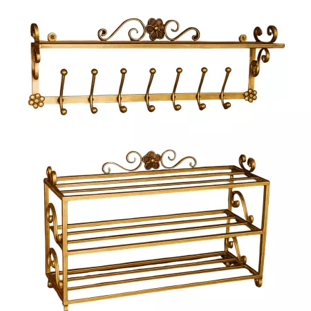 Wieszak na ubrania kuty z półką i szafką na buty